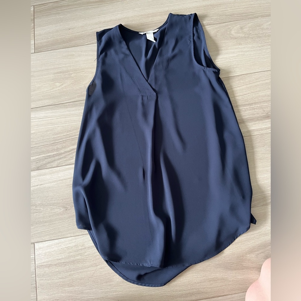 Conscious Cloth Silk Cotton Blouse  tank top -navy blue